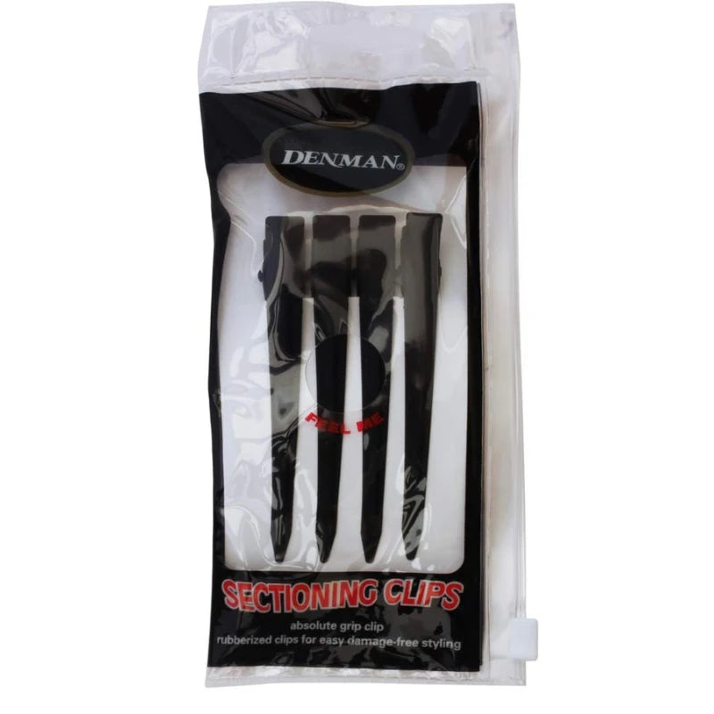 Sachet de 4 Pinces noires sépare mèches pour coloration ou lissage - Denman 