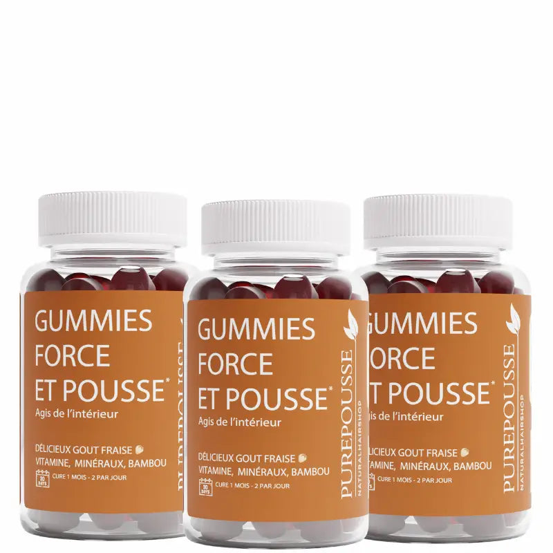 Cure 3 mois Gummies Force et Pousse Purepousse pour des résultats visibles rapidement