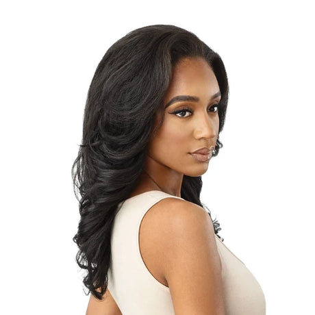 Quick weave, wig blowout, style, wavy, black