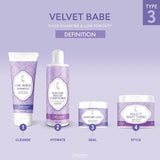 Routine définition Inhairitance pour cheveux frisés épais faible porosité avec Curl Renew, Unconditional Love, Moisture Lock et Curl Devotion Gelly
