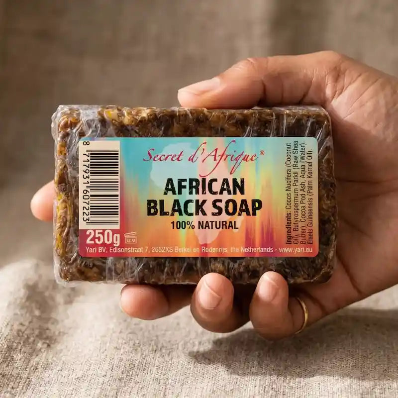 Pain savon noir au beurre de karité et cendre de cabosse de cacao Secret d'Afrique 250g