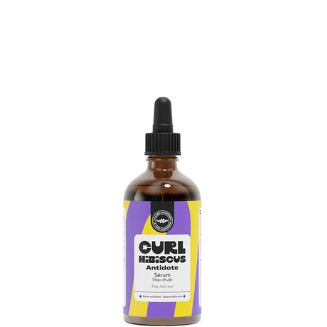 Curl Hibiscus ANTIDOTE, le Sérum contre la chute capillaire. Il densifie les zones les plus clairsemées, renforce les cheveux crépus, frisés, bouclés, ondulés.