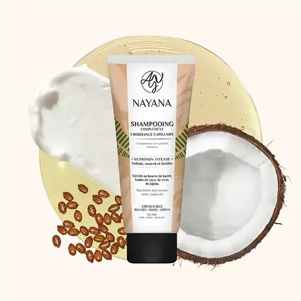 Shampoing doux sans sulfate Complément de Croissance capillaire pour cheveux secs, fragiles 200ml - Nayana