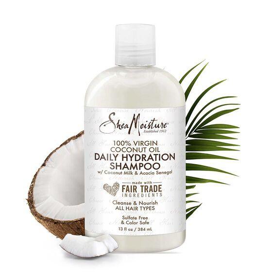 Shea Moisture Virgin Coconut Oil Daily Hydration Shampoo enrichi en huile de coco. 384ML