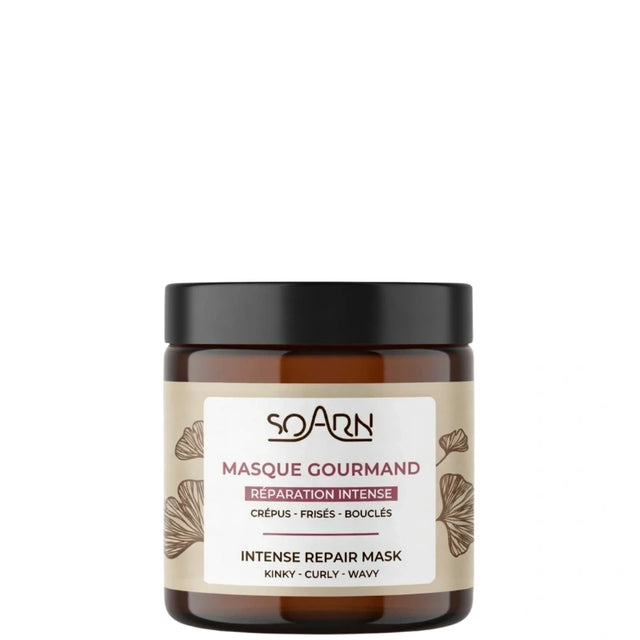 Masque réparateur Gourmand au beurre de Cacao et Huile de Macadamia pour assouplir cheveux crépus, bouclés, frisés Soarn