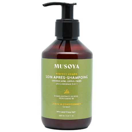 Cowash naturel Musoya Perfect Gombo pour cheveux crépus et frisés, nettoyant doux sans mousse.