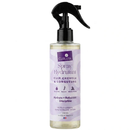 Spray hydratant rafraîchissant pour cuir chevelu, locks et tresses - à l'eau de riz, romarin et menthe poivrée