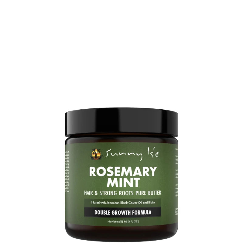 Beurre capillaire Sunny Isle au romarin et menthe poivrée, soin ciblé pour stimuler la pousse sur les tempes dégarnies des cheveux crépus