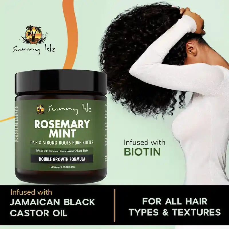Redensifiez les bords et tempes dégarnies avec le Beurre Rosemary Mint nourrissant pour cheveux crépus en manque de densité