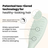 Brosse démêlante pour démêlage efficace et doux sur cheveux fragilisés après colorations, défrisage, ou fins