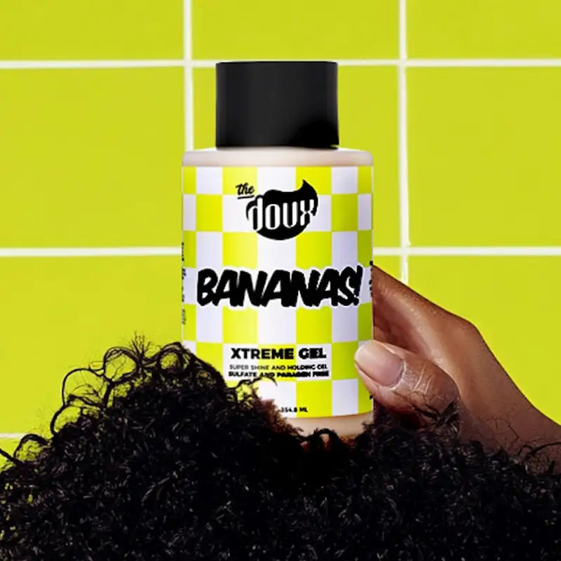 Gel coiffant fixation Forte Banana Xtreme pour cheveux crépus frisés. Sans résidus