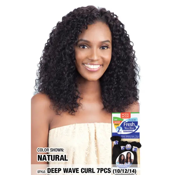 Tissage Bundle Deep Curl Naturel Human Hair Wet & Wavy Model Model