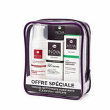 Trousse anti taches peau grasse IN’OYA avec mousse clarifiante, sérum unifiant et soin matifiant