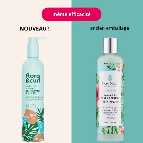 Shampoing Apaisant Irritation Cuir Chevelu Cheveux boucles Coconut mint flora and curl
