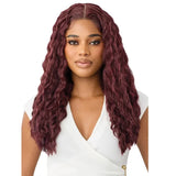 Wig lace front, wavy en texture yaki couleur cherry.