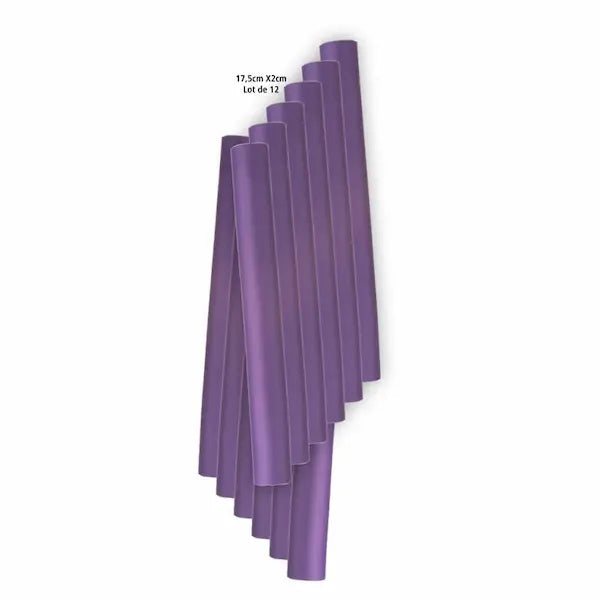 Lot de 12 bigoudis flexibles flexi rods violet 17.5cm