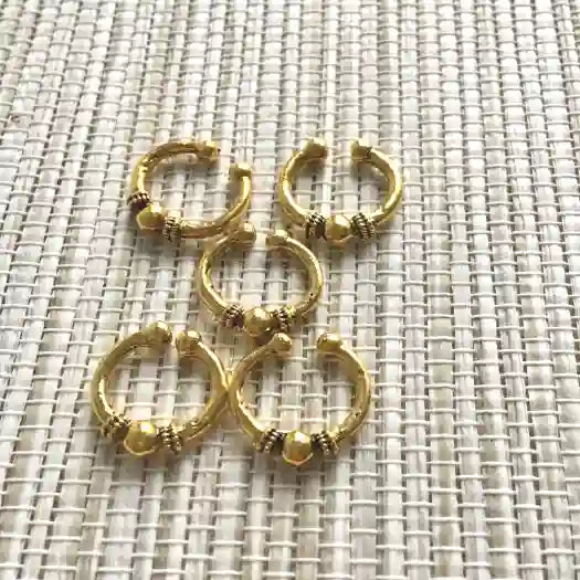 5 anneaux dorés bijoux de cheveux style indien pour tresses, vanilles ou locks
