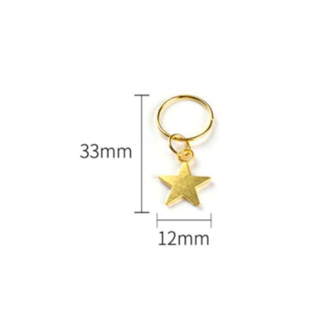 5 bagues cheveux tresses locks pendentifs étoiles - Bijoux de cheveux - diouda