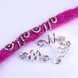 5 bagues  Bijoux de cheveux style viking spirales argentées pour tresses ou locks