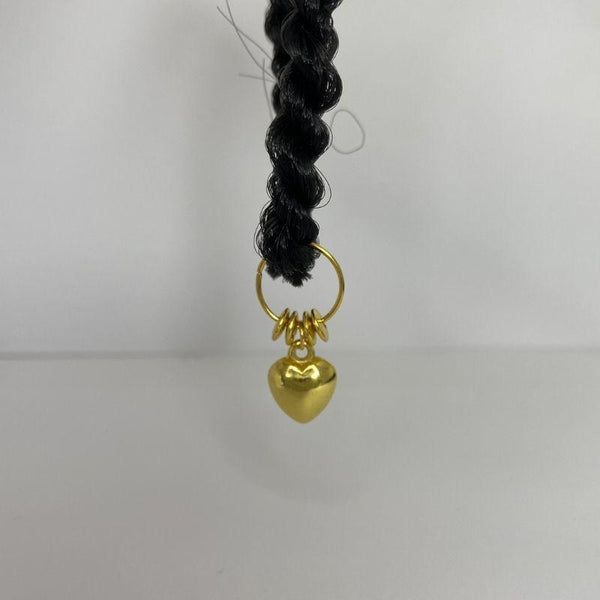 5 bijoux cheveux coeur pendant doré tresses locks - Bijoux de cheveux - diouda