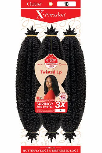 Mèches XPRESSION TWISTED UP SPRINGY AFRO TWIST Outré 16 pouces Noir (1B)
