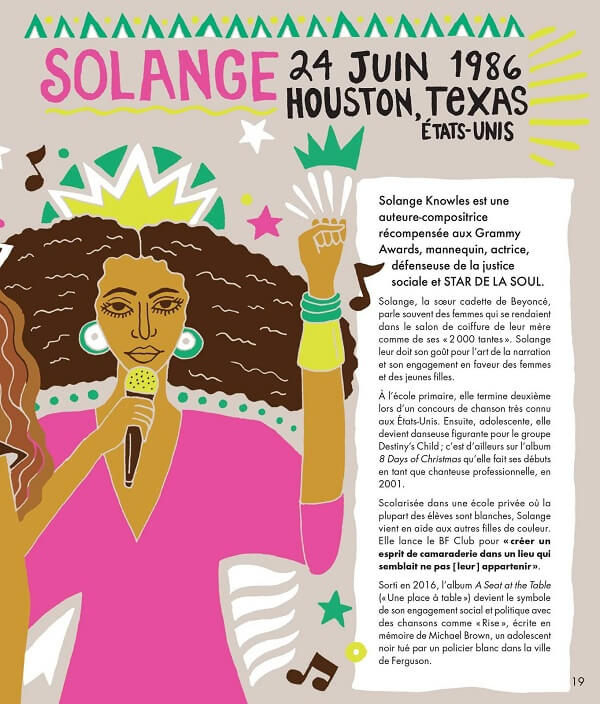Retrouvez dans ce livre 52 icônes noires d’hier et d’aujourd’hui : des femmes, des hommes, des artistes, des sportifs, des scientifiques, des militants, des génies, des légendes…qui sont autant de modèles, de sources d’inspiration pour les jeunes générations.