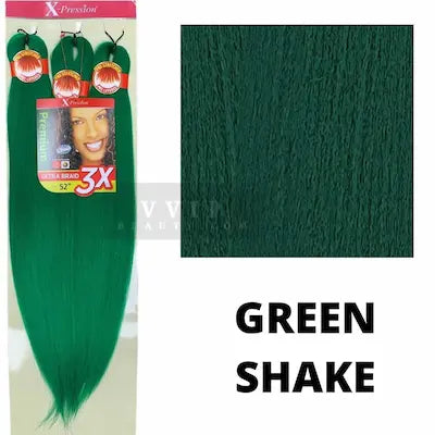 Rajouts verts Mèches Outre X-Pression Pre-Stretched vertes Ultra Braid 3X 52 Green Shake 