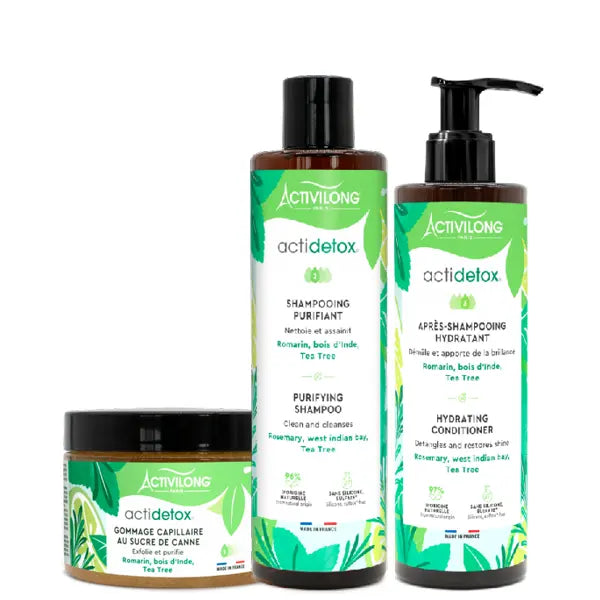 Activilong ActiDetox Trio Purifiant les soins capillaires indispensables le jour du shampoing pour un cuir chevelu sain
