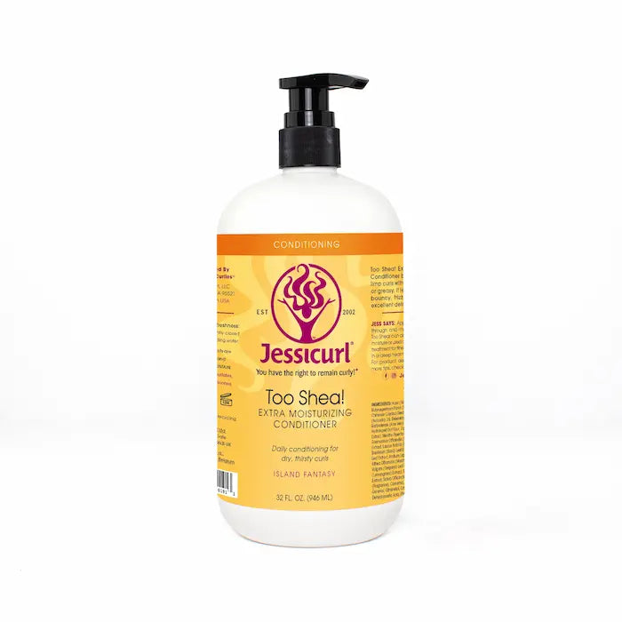 Après-shampoing hydratant pour cheveux bouclés secs Jessicurl Too Shea 946ml parfum island fantasy