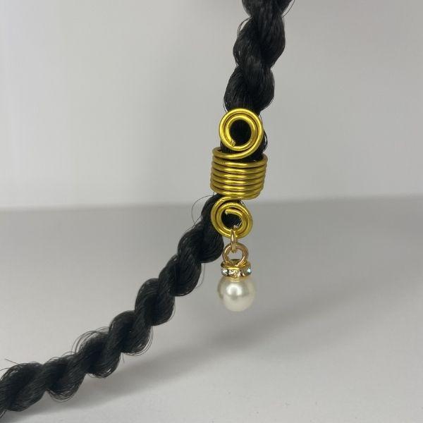 Bague cheveux tresses locks spirale or avec perle - Bijoux de cheveux - diouda