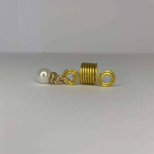 Bague cheveux tresses locks spirale or avec perle - Bijoux de cheveux - diouda