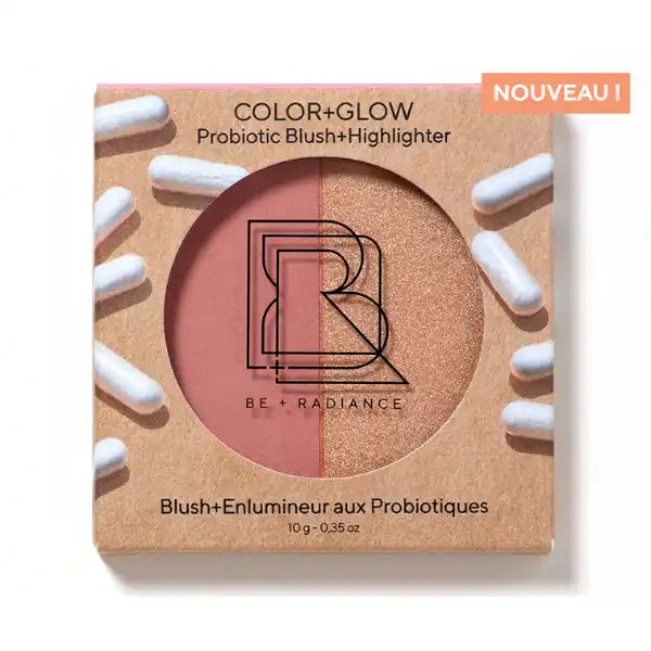 be radiance COLOR GLOW Blush + Enlumineur aux Probiotiques Duo 05 rosewood