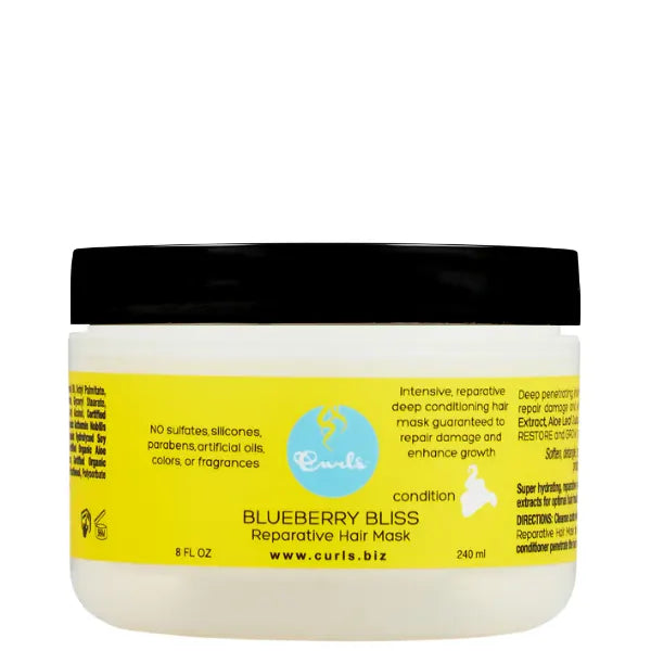 blueberry bliss masque réparateur pour cheveux bouclés secs