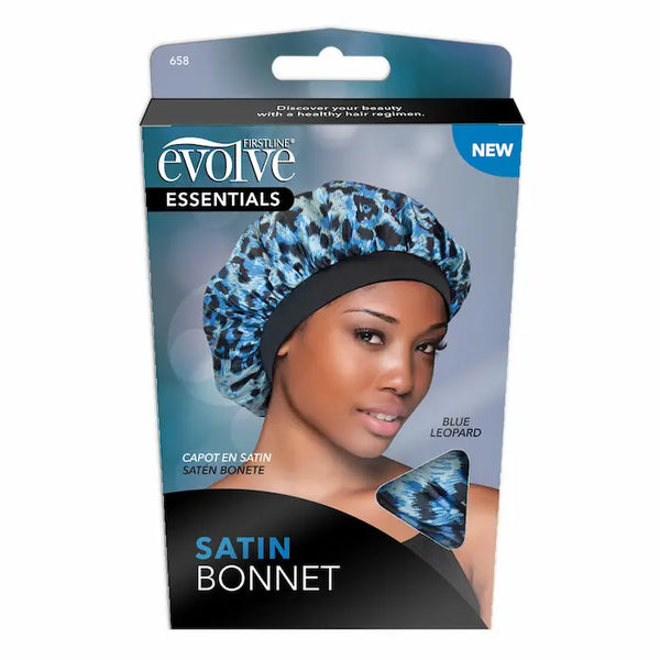 Bonnet Satin Cheveux Nuit Imprimé bleu Léopard - Evolve