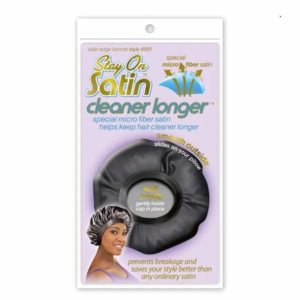 Bonnet Satin Noir protège les cheveux des frottements et de la casse pendant le sommeil