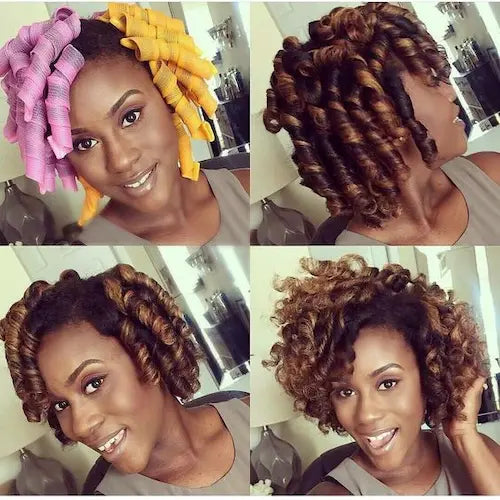 Bigoudis plats sans chaleur Curlformers. Ils permettent d'obtenir des belles boucles brillantes, bien définies avec un effet naturel sans utiliser d’appareil thermique. 
