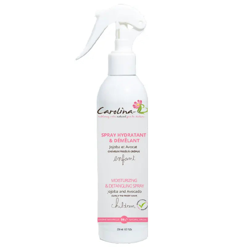 Carolina B Spray hydratant et Démêlant à l'huile de Jojoba et Avocat pour cheveux frisés  à crépus des enfants dès 36 mois