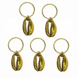 Cauri Doré pour tresses ou locks Bijoux de cheveux - Lot de 5 cauris