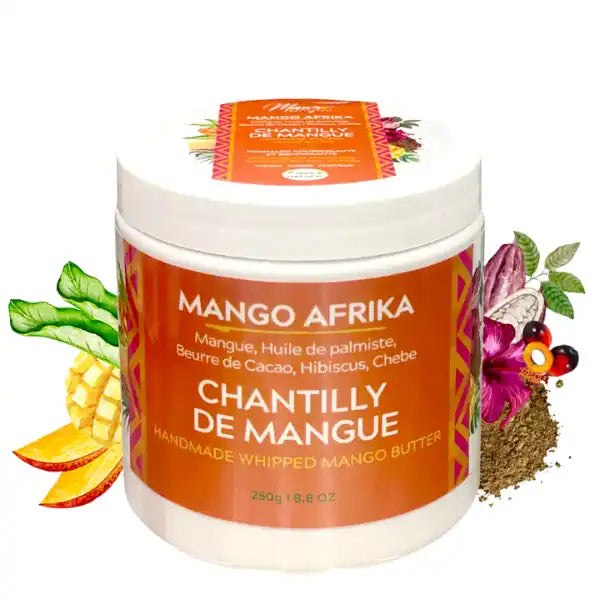 Chantilly de Mangue Cheveux secs abîmés Mango Afrika Fabrication Artisanale. Pot 250 Grammes.