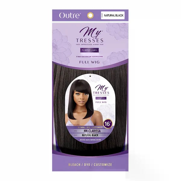Clarissa Perruque Frange Lisse Cheveux Humains - Outré - Perruques Tête Complète packaging