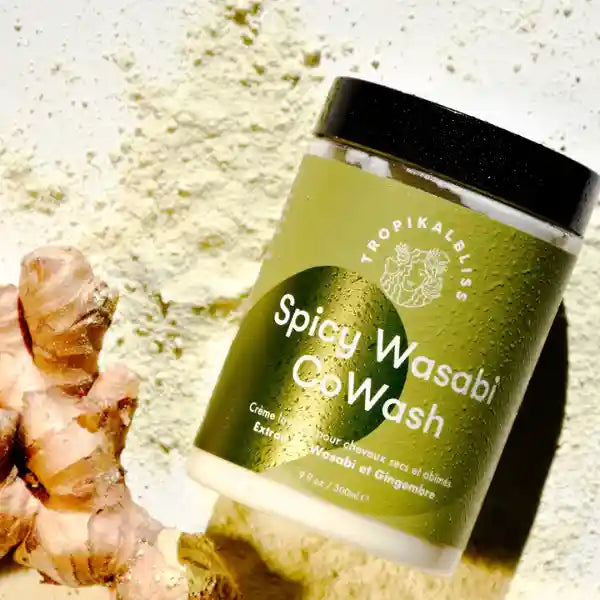 Co-Wash Spicy Wasabi, cette crème lavante nettoie les cheveux en douceur sans mousser. Elle contient des agents adoucissants et stimulants - Tropikal Bliss 