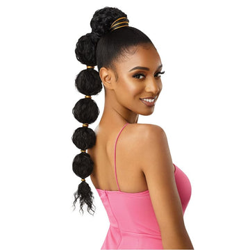 Postiche Queue De Cheval Bouclée 40 Cm – Couleur Chocolat Méché Cuivré – Synthétique Facile à Fixer
