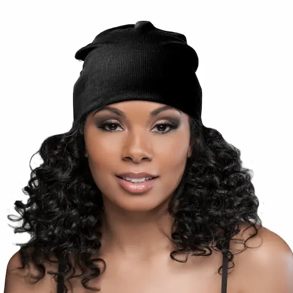 Bonnet cheveux noir doublé de satin Evolve Soc