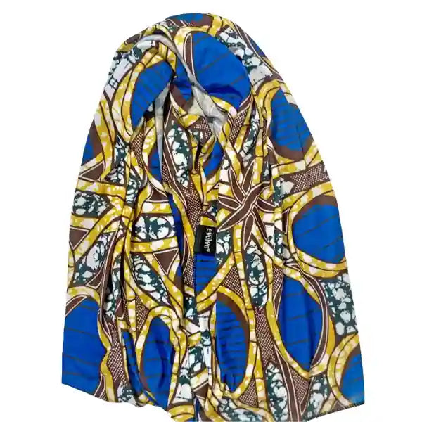 Foulard de tête écharpe cheveux extensible imprimé bleu-marron Twisted Knot - Evolve