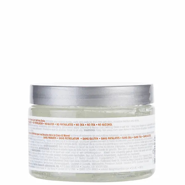 Design Essentials Coconut & Monoi, gelée définissante de boucles pour les cheveux bouclés et frisés secs et ternes.