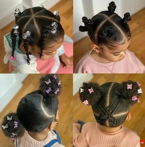 idées coiffures petite fille cheveux crépus, frisés.