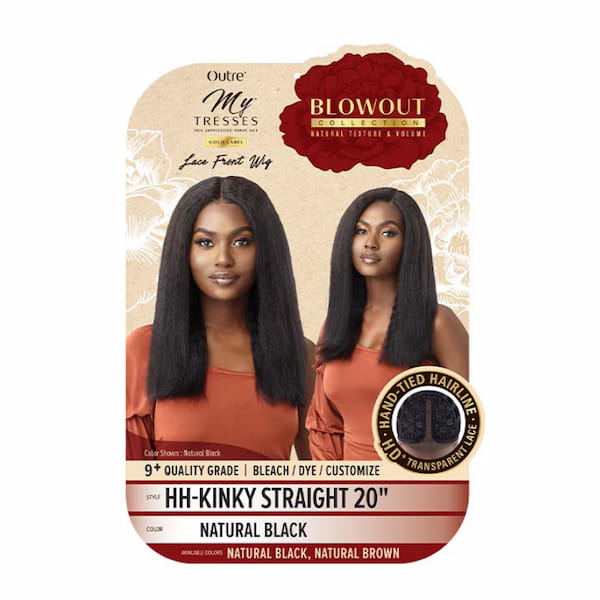 Perruque Outré Lace HD Naturelle Grade 9+ KINKY STRAIGHT 20 pouces packaging