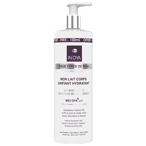 IN'OYA Lait de Corps Unifiant Hydratant Peau Noire Métissée +100ml offert!