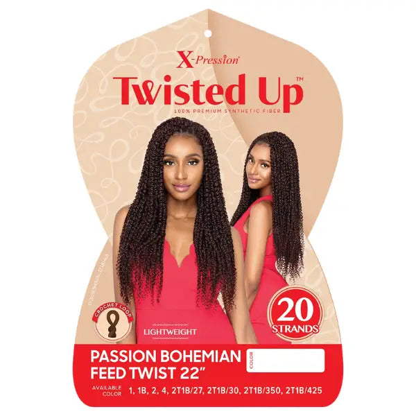  X-Pression Outré - Rajouts mèches Braid Bouclées Twisted Up Passion Bohemian Feed Twist en 22 Pouces