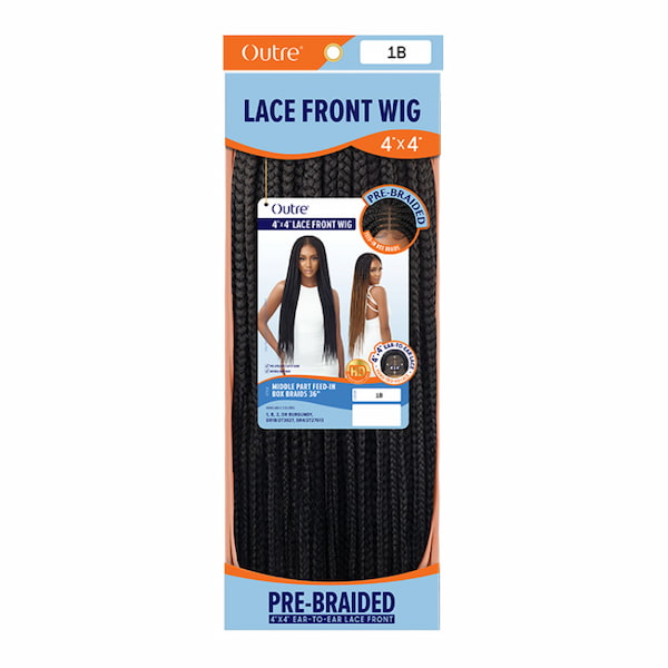 lace front wig tressée FEED-IN BOX BRAIDS Lace HD 4X4 Transparente - Outré 